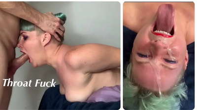 Stiefdogter leer hoe om 'n uiterste keelfok met sy piel te doen
